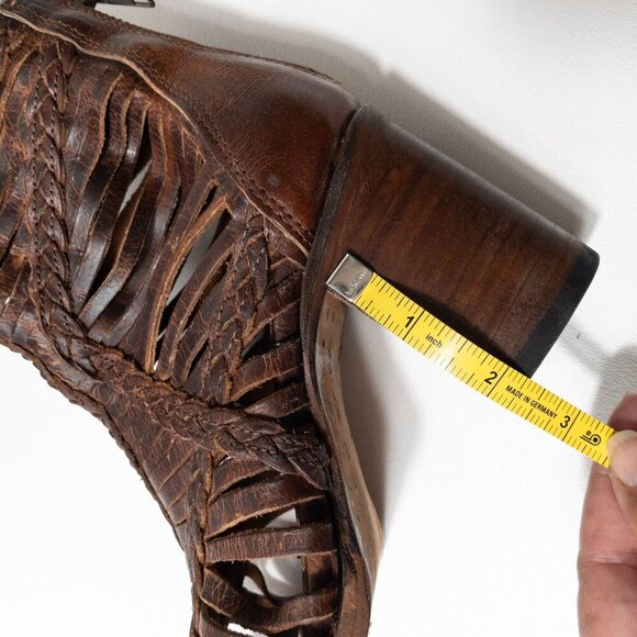 Freebird Bela Leather Braided Boho Heeled Boot SZ 6 Dark Brown Western - Picture 14 of 14